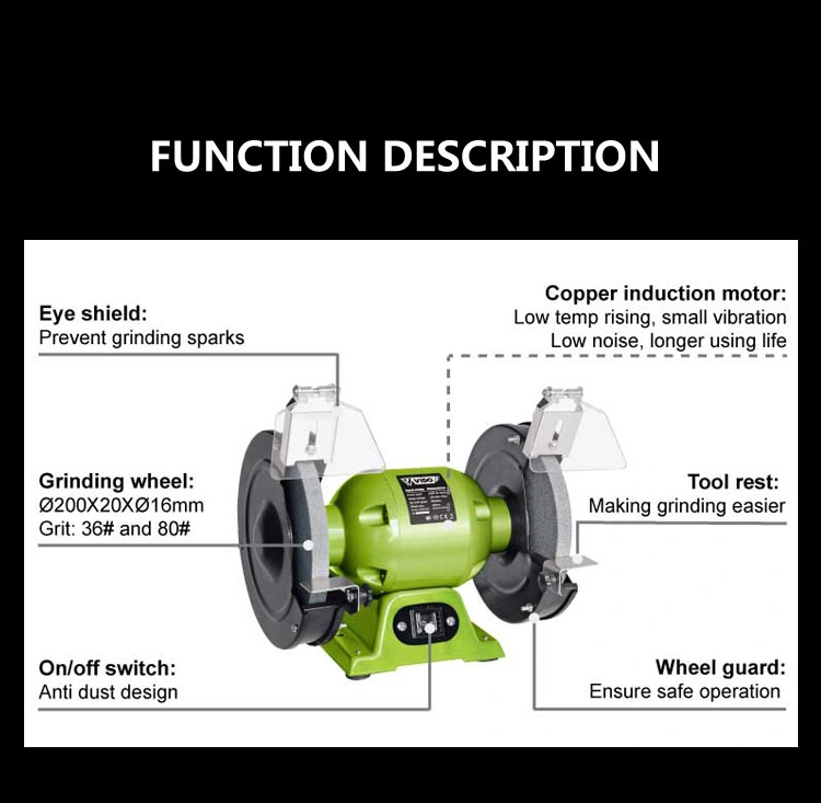 Vido Stable Mini 8 Inch 200mm 350W Bench Grinder