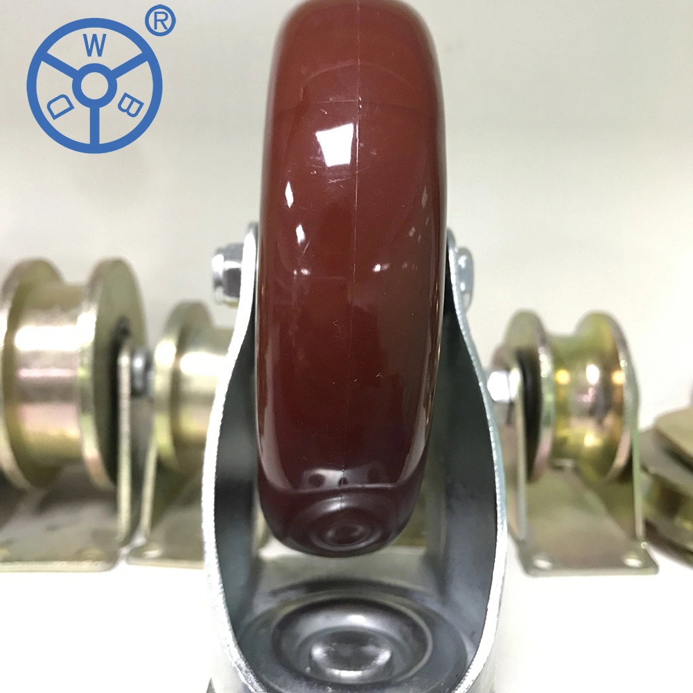 Wbd 3 Inch 75mm Threaded Stem Swivel Head Top Plate Double Ball Bearing Medium Duty Caster Red PVC Wheels