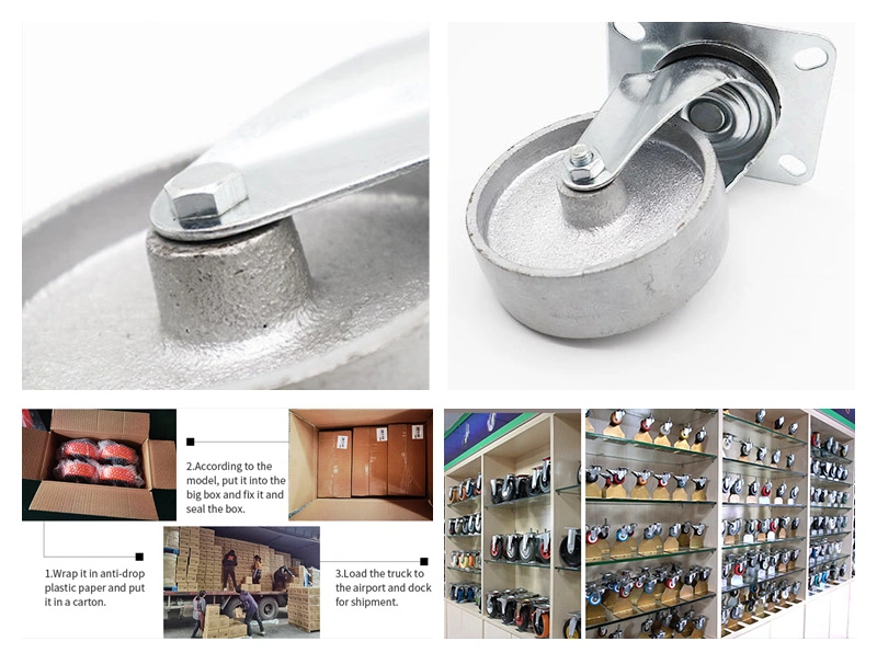 Material Flat Furniture Caster Wheel Light Duty Iron Wheel Caster Hardware Locking Brake Casters