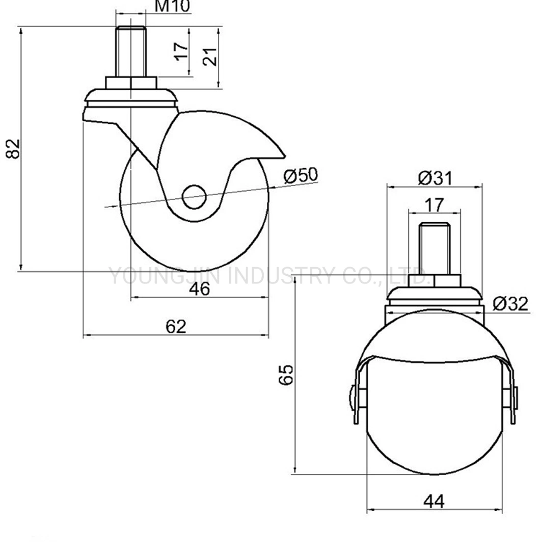 1.5 Inch 2inch Ball Caster Stem Caster Wheel with Sockets, Swivel Caster for Furniture, Sofa, Chair, Cabinet